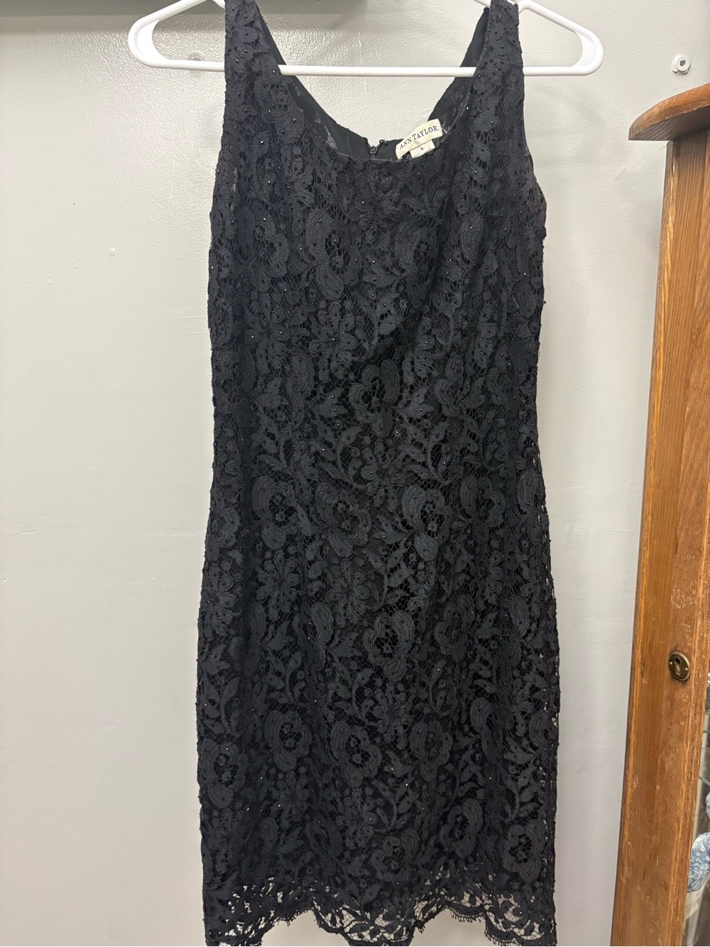Ann Taylor Black Floral Lace Midi Dress